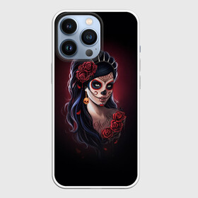 Чехол для iPhone 13 Pro с принтом Muertos   День Мертвых в Петрозаводске,  |  | dead | girl | girls | metal | muertos | rap | rock | skeleton | skull | девукша | день | зомби | мексика | мертвецы | мертвых | метал | музыка | рок | рэп | скелет | тату | череп