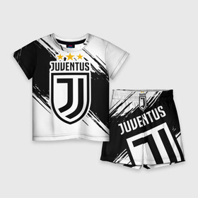 Детский костюм с шортами 3D с принтом Ювентус в Петрозаводске,  |  | bianconeri | juve | juventus | италия | роналду | серия а | турин | форма | футбол | футболист | футбольная | футбольный клуб | черно белые | юве | ювентус