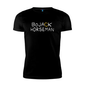 Мужская футболка премиум с принтом Конь БоДжек в Петрозаводске, 92% хлопок, 8% лайкра | приталенный силуэт, круглый вырез ворота, длина до линии бедра, короткий рукав | bo jack | bojack | horse | horseman | man | бо джек | боджек | конь