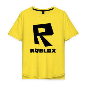 Мужская футболка хлопок Oversize с принтом ROBLOX в Петрозаводске, 100% хлопок | свободный крой, круглый ворот, “спинка” длиннее передней части | game | gamer | logo | minecraft | roblox | simulator | игра | конструктор | лого | симулятор | строительство | фигура