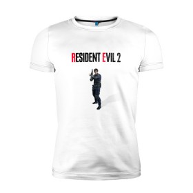 Мужская футболка премиум с принтом Resident Evil 2 : Remake (Leon Kennedy) в Петрозаводске, 92% хлопок, 8% лайкра | приталенный силуэт, круглый вырез ворота, длина до линии бедра, короткий рукав | Тематика изображения на принте: 