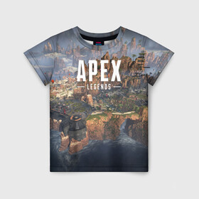 Детская футболка 3D с принтом APEX LEGENDS в Петрозаводске, 100% гипоаллергенный полиэфир | прямой крой, круглый вырез горловины, длина до линии бедер, чуть спущенное плечо, ткань немного тянется | Тематика изображения на принте: apex | legend | legends | titanfall | апекс | бангалор | бладхаунд | верхушки | гибралтар | каустик | лайфлайн | легенда | легенды | ледженд | леджендс | мираж | рэйф | титанфол