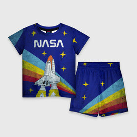 Детский костюм с шортами 3D с принтом NASA в Петрозаводске,  |  | Тематика изображения на принте: shuttle | space | звёзды | космос | маск | наса | ракета | шатл