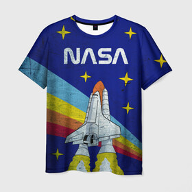 Мужская футболка 3D с принтом NASA в Петрозаводске, 100% полиэфир | прямой крой, круглый вырез горловины, длина до линии бедер | Тематика изображения на принте: shuttle | space | звёзды | космос | маск | наса | ракета | шатл