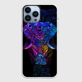 Чехол для iPhone 13 Pro Max с принтом Слон в Петрозаводске,  |  | african | animal | big | bright | colorful | drawing | ears | elephant | ethnic | fangs | gr | ornament | pattern | trunk | африканский | большой | графика | животное | клыки | орнамент | разноцветный | рисунок | слон | трафарет | узор | уши | фон | хобот