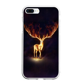 Чехол для iPhone 7Plus/8 Plus матовый с принтом Огненный олень в Петрозаводске, Силикон | Область печати: задняя сторона чехла, без боковых панелей | deer | fire | flame | horns | огонь | пламя | рога