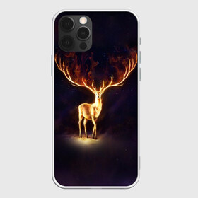 Чехол для iPhone 12 Pro Max с принтом Огненный олень в Петрозаводске, Силикон |  | Тематика изображения на принте: deer | fire | flame | horns | огонь | пламя | рога