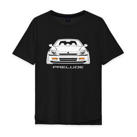 Мужская футболка хлопок Oversize с принтом Honda Prelude BB 5 в Петрозаводске, 100% хлопок | свободный крой, круглый ворот, “спинка” длиннее передней части | Тематика изображения на принте: 