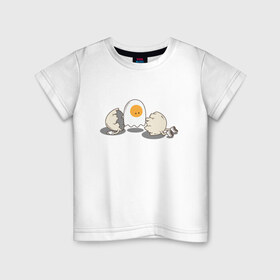 Детская футболка хлопок с принтом Soul в Петрозаводске, 100% хлопок | круглый вырез горловины, полуприлегающий силуэт, длина до линии бедер | белок | душа | желток | омлет | приведение | призрак | разбитый | юмор | яичко | яйцо