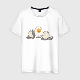 Мужская футболка хлопок с принтом Soul в Петрозаводске, 100% хлопок | прямой крой, круглый вырез горловины, длина до линии бедер, слегка спущенное плечо. | белок | душа | желток | омлет | приведение | призрак | разбитый | юмор | яичко | яйцо