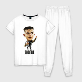 Женская пижама хлопок с принтом Dybala в Петрозаводске, 100% хлопок | брюки и футболка прямого кроя, без карманов, на брюках мягкая резинка на поясе и по низу штанин | champion | cr7 | cristiano | game | goal | italy | juventus | madrid | real | ronaldo | spain | team | буффон | гол | дибала | золотой мяч | игрок | испания | италия | криштиану | мадрид | португалия | реал | роналду | спорт | тренер | футбол | 