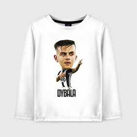 Детский лонгслив хлопок с принтом Dybala в Петрозаводске, 100% хлопок | круглый вырез горловины, полуприлегающий силуэт, длина до линии бедер | champion | cr7 | cristiano | game | goal | italy | juventus | madrid | real | ronaldo | spain | team | буффон | гол | дибала | золотой мяч | игрок | испания | италия | криштиану | мадрид | португалия | реал | роналду | спорт | тренер | футбол | 