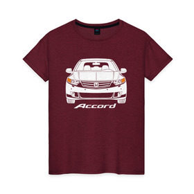 Женская футболка хлопок с принтом Honda Accord 8 поколение в Петрозаводске, 100% хлопок | прямой крой, круглый вырез горловины, длина до линии бедер, слегка спущенное плечо | accord 8 | honda | honda accord | honda accord 8