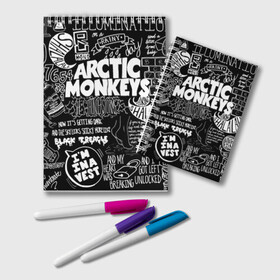 Блокнот с принтом Arctic Monkeys в Петрозаводске, 100% бумага | 48 листов, плотность листов — 60 г/м2, плотность картонной обложки — 250 г/м2. Листы скреплены удобной пружинной спиралью. Цвет линий — светло-серый
 | arctic monkeys | алекс тёрнер | арктик манкиз | группы | джейми кук | инди | музыка | мэтт хелдерс | ник омэлли | постпанк | рок