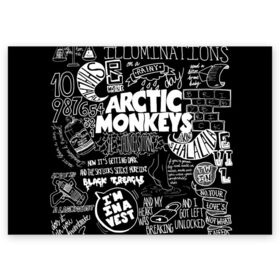 Поздравительная открытка с принтом Arctic Monkeys в Петрозаводске, 100% бумага | плотность бумаги 280 г/м2, матовая, на обратной стороне линовка и место для марки
 | arctic monkeys | алекс тёрнер | арктик манкиз | группы | джейми кук | инди | музыка | мэтт хелдерс | ник омэлли | постпанк | рок