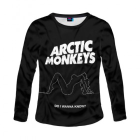 Женский лонгслив 3D с принтом Arctic Monkeys в Петрозаводске, 100% полиэстер | длинные рукава, круглый вырез горловины, полуприлегающий силуэт | arctic monkeys | алекс тёрнер | арктик манкиз | группы | джейми кук | инди | музыка | мэтт хелдерс | ник омэлли | постпанк | рок