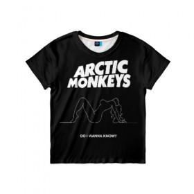 Детская футболка 3D с принтом Arctic Monkeys в Петрозаводске, 100% гипоаллергенный полиэфир | прямой крой, круглый вырез горловины, длина до линии бедер, чуть спущенное плечо, ткань немного тянется | arctic monkeys | алекс тёрнер | арктик манкиз | группы | джейми кук | инди | музыка | мэтт хелдерс | ник омэлли | постпанк | рок