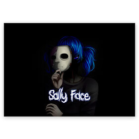 Поздравительная открытка с принтом Sally Face (9) в Петрозаводске, 100% бумага | плотность бумаги 280 г/м2, матовая, на обратной стороне линовка и место для марки
 | face | fisher | larry johnson | mask | sally | sally face | sally fisher | демоны | духи | маска | призраки | салли | салли фейс | салли фишер | фейс