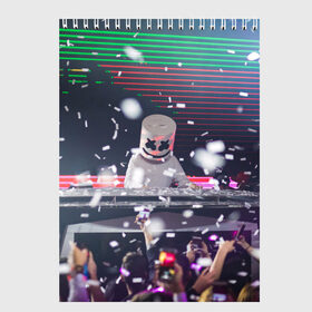 Скетчбук с принтом Marshmello в Петрозаводске, 100% бумага
 | 48 листов, плотность листов — 100 г/м2, плотность картонной обложки — 250 г/м2. Листы скреплены сверху удобной пружинной спиралью | alone | beautiful now | disc | dj | jockey | marshmallow | американский | диджей | дискотека | маршмэллоу | продюсер