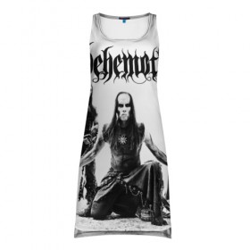 Платье-майка 3D с принтом Behemoth в Петрозаводске, 100% полиэстер | полуприлегающий силуэт, широкие бретели, круглый вырез горловины, удлиненный подол сзади. | behemoth | black metal | death metal | inferno | nergal | orion | seth | блэк метал | группы | дэт метал | метал | музыка | рок