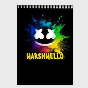 Скетчбук с принтом Marshmello в Петрозаводске, 100% бумага
 | 48 листов, плотность листов — 100 г/м2, плотность картонной обложки — 250 г/м2. Листы скреплены сверху удобной пружинной спиралью | alone | beautiful now | disc | dj | jockey | marshmallow | американский | диджей | дискотека | маршмэллоу | продюсер