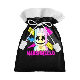Подарочный 3D мешок с принтом Marshmello в Петрозаводске, 100% полиэстер | Размер: 29*39 см | alone | beautiful now | disc | dj | jockey | marshmallow | американский | диджей | дискотека | маршмэллоу | продюсер
