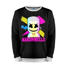 Мужской свитшот 3D с принтом Marshmello в Петрозаводске, 100% полиэстер с мягким внутренним слоем | круглый вырез горловины, мягкая резинка на манжетах и поясе, свободная посадка по фигуре | alone | beautiful now | disc | dj | jockey | marshmallow | американский | диджей | дискотека | маршмэллоу | продюсер