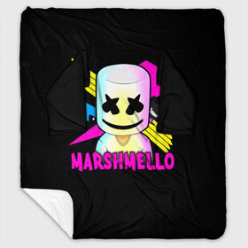 Плед с рукавами с принтом Marshmello в Петрозаводске, 100% полиэстер | Закругленные углы, все края обработаны. Ткань не мнется и не растягивается. Размер 170*145 | alone | beautiful now | disc | dj | jockey | marshmallow | американский | диджей | дискотека | маршмэллоу | продюсер