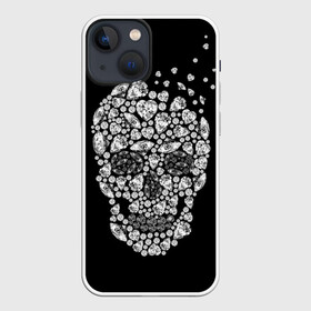 Чехол для iPhone 13 mini с принтом Diamond skull в Петрозаводске,  |  | background | black | death | diamond skull | drawing | graphics | hal | hearts | precious stones | symbol | wealth | богатство | бриллиантовый | графика | день мертвых | драгоценные | камни | мексика | праздник | рисунок | сердца | символ | фон |