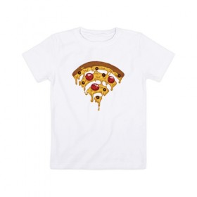 Детская футболка хлопок с принтом Пицца Wi-Fi в Петрозаводске, 100% хлопок | круглый вырез горловины, полуприлегающий силуэт, длина до линии бедер | pizza | wi fi | wifi | абстракция | вай фай | интернет | пицца