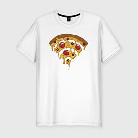 Мужская футболка премиум с принтом Пицца Wi-Fi в Петрозаводске, 92% хлопок, 8% лайкра | приталенный силуэт, круглый вырез ворота, длина до линии бедра, короткий рукав | Тематика изображения на принте: pizza | wi fi | wifi | абстракция | вай фай | интернет | пицца