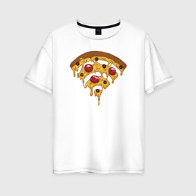 Женская футболка хлопок Oversize с принтом Пицца Wi-Fi в Петрозаводске, 100% хлопок | свободный крой, круглый ворот, спущенный рукав, длина до линии бедер
 | pizza | wi fi | wifi | абстракция | вай фай | интернет | пицца