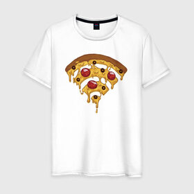 Мужская футболка хлопок с принтом Пицца Wi-Fi в Петрозаводске, 100% хлопок | прямой крой, круглый вырез горловины, длина до линии бедер, слегка спущенное плечо. | pizza | wi fi | wifi | абстракция | вай фай | интернет | пицца