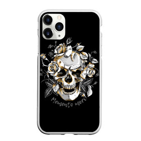 Чехол для iPhone 11 Pro Max матовый с принтом Memento mori в Петрозаводске, Силикон |  | blac | death | drawing | flowers | graphics | head | ornament | patterns | remember | roses | skeleton | skull | symbol | голова | графика | надпись | орнамент | помни | рисунок | розы | символ | скелет | текст | узоры | фон | цветы | череп | чер