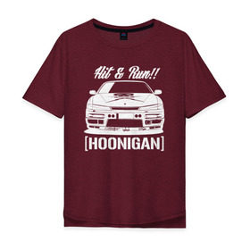 Мужская футболка хлопок Oversize с принтом Nissan Silvia S14 Hoonigan в Петрозаводске, 100% хлопок | свободный крой, круглый ворот, “спинка” длиннее передней части | hoonigan | nissan | nissan silvia s14 | silvia s14