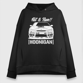 Женское худи Oversize хлопок с принтом Nissan Silvia S14 Hoonigan в Петрозаводске, френч-терри — 70% хлопок, 30% полиэстер. Мягкий теплый начес внутри —100% хлопок | боковые карманы, эластичные манжеты и нижняя кромка, капюшон на магнитной кнопке | hoonigan | nissan | nissan silvia s14 | silvia s14