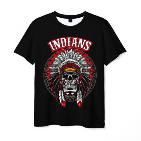 Мужская футболка 3D с принтом Indians в Петрозаводске, 100% полиэфир | прямой крой, круглый вырез горловины, длина до линии бедер | 