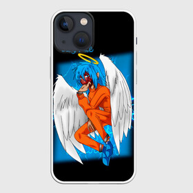 Чехол для iPhone 13 mini с принтом Sally Face Angel в Петрозаводске,  |  | cтикер | game | larry | logo | mask | new | sally face | sf | ангел | без маски | гизмо | девид | девочка | игра | казнь | компьютер | лари | ларри | логотип | мальчик | маска | молнии | мрачная | на лице | надпись | пых