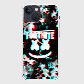 Чехол для iPhone 13 mini с принтом FORTNITE  MARSHMELLO. в Петрозаводске,  |  | black white | fortnite | fortnite 2 | fortnite x | marshmello | ninja | ninja hyper streamer | ninja streamer | streamer | tyler blevins | дизайн | игра | маршмелло | ниндзя | разрушение | стиль | улыбка | фортнайт | фортнайт 2 