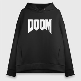 Женское худи Oversize хлопок с принтом DOOM в Петрозаводске, френч-терри — 70% хлопок, 30% полиэстер. Мягкий теплый начес внутри —100% хлопок | боковые карманы, эластичные манжеты и нижняя кромка, капюшон на магнитной кнопке | devil | doom | hell | mark of the doom slayer | slayer | ад | гарнил | дум | знаки | иероглифы | компьютерные игры 2019 | преисподняя | символ | солдат