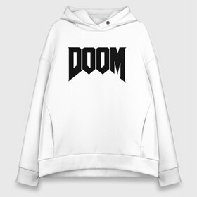 Женское худи Oversize хлопок с принтом DOOM в Петрозаводске, френч-терри — 70% хлопок, 30% полиэстер. Мягкий теплый начес внутри —100% хлопок | боковые карманы, эластичные манжеты и нижняя кромка, капюшон на магнитной кнопке | devil | doom | hell | mark of the doom slayer | slayer | ад | гарнил | дум | знаки | иероглифы | компьютерные игры 2019 | преисподняя | символ | солдат