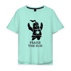 Мужская футболка хлопок Oversize с принтом DARK SOULS в Петрозаводске, 100% хлопок | свободный крой, круглый ворот, “спинка” длиннее передней части | dark souls | game | gamer | knight | play | player | praise the sun | дарк соулс | доспехи | игры | надпись | рыцарь | темные души