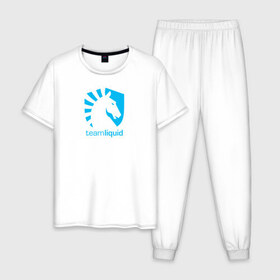 Мужская пижама хлопок с принтом TEAM LIQUID в Петрозаводске, 100% хлопок | брюки и футболка прямого кроя, без карманов, на брюках мягкая резинка на поясе и по низу штанин
 | 2019 | blue | cybersport | esport | liquid | logo | pro league | team | team liquid | киберспорт | логотип | тим ликвид | фирменные цвета