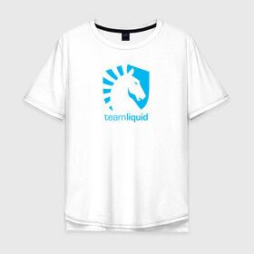 Мужская футболка хлопок Oversize с принтом TEAM LIQUID в Петрозаводске, 100% хлопок | свободный крой, круглый ворот, “спинка” длиннее передней части | 2019 | blue | cybersport | esport | liquid | logo | pro league | team | team liquid | киберспорт | логотип | тим ликвид | фирменные цвета