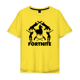 Мужская футболка хлопок Oversize с принтом Fortnite в Петрозаводске, 100% хлопок | свободный крой, круглый ворот, “спинка” длиннее передней части | floss | fortnite | game | gamer | llama | logo | игры | лама | логотип | флосс | фортнайт