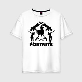 Женская футболка хлопок Oversize с принтом Fortnite в Петрозаводске, 100% хлопок | свободный крой, круглый ворот, спущенный рукав, длина до линии бедер
 | floss | fortnite | game | gamer | llama | logo | игры | лама | логотип | флосс | фортнайт
