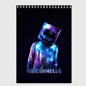 Скетчбук с принтом Marshmello в Петрозаводске, 100% бумага
 | 48 листов, плотность листов — 100 г/м2, плотность картонной обложки — 250 г/м2. Листы скреплены сверху удобной пружинной спиралью | marshmello | диджей | звезды | клуб | клубная музыка | космос | маршмеллоу | маршмэлло | маршмэллоу | музыка | небо | ночь | электронная