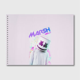 Альбом для рисования с принтом Marshmello в Петрозаводске, 100% бумага
 | матовая бумага, плотность 200 мг. | marshmello | диджей | клуб | клубная музыка | маршмеллоу | маршмэлло | маршмэллоу | музыка | электронная