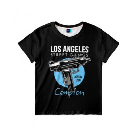 Детская футболка 3D с принтом Los Angeles. Street gamgs. в Петрозаводске, 100% гипоаллергенный полиэфир | прямой крой, круглый вырез горловины, длина до линии бедер, чуть спущенное плечо, ткань немного тянется | 