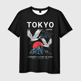 Мужская футболка 3D с принтом Tokyo в Петрозаводске, 100% полиэфир | прямой крой, круглый вырез горловины, длина до линии бедер | cities | country | japan | large | most | mountains | nagasaki | tokyo | travel | большие | восход | города | горы | графика | журавли | закат | летят | нагасаки | надпись | полет | птицы | путешествия | рисунок | самые | солнце | страна
